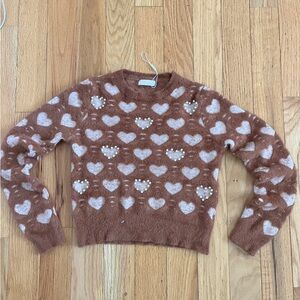 Brown Heart Pattern Sweater